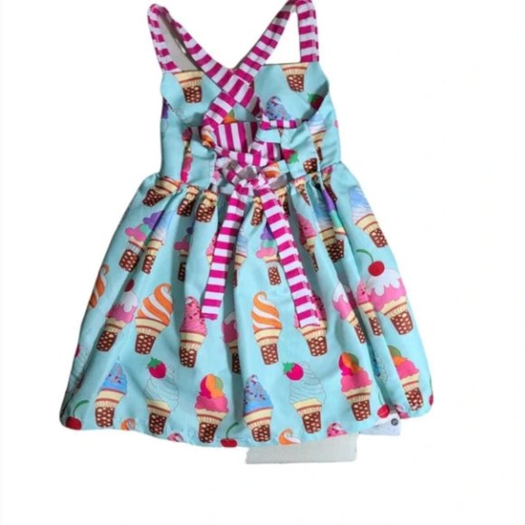 Toddler Baby Girls Summer Skirt Ice Cream Print Sleeveless Strap Backless Dress - Picture 5 of 7